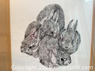 MaxSold Auction: Original Ink on Paper Drawing of Rabbits/Hares, Signed A - Niagara Falls (Ontario, Canada) Moving Online Auction - January Drive