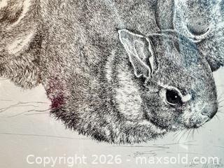 MaxSold Auction: Original Ink on Paper Drawing of Rabbits/Hares, Signed A - Niagara Falls (Ontario, Canada) Moving Online Auction - January Drive