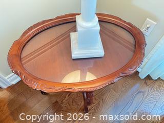 MaxSold Auction: Wood Side Table with Glass Inset Top B - Niagara Falls (Ontario, Canada) Moving Online Auction - January Drive