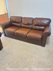 MaxSold Auction: Brown Genuine Leather 3-Seat Sofa & Matching Armchair - Ottawa (Ontario, Canada) SELLER MANAGED Commercial Liquidation Online Auction - Grenfell