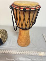 MaxSold Auction: Large African-Style Djembe Drum, Natural Wood - Ottawa (Ontario, Canada) SELLER MANAGED Commercial Liquidation Online Auction - Grenfell