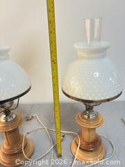 MaxSold Auction: Pair of Hobnail Milk Glass Table Lamps with Wood & Metal - Ottawa (Ontario, Canada) SELLER MANAGED Commercial Liquidation Online Auction - Grenfell