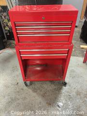 MaxSold Auction: Red Steel Rolling Toolbox with Removable Top Chest - Ottawa (Ontario, Canada) SELLER MANAGED Commercial Liquidation Online Auction - Grenfell