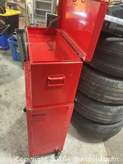 MaxSold Auction: Red Steel Rolling Toolbox with Removable Top Chest - Ottawa (Ontario, Canada) SELLER MANAGED Commercial Liquidation Online Auction - Grenfell