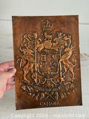 MaxSold Auction: Canada Coat of Arms Copper Relief Artwork - Thin Metal Sign  - Kingston (Ontario, Canada) SELLER MANAGED Downsizing Online Auction - Bishop Street