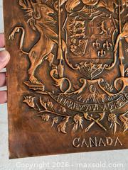 MaxSold Auction: Canada Coat of Arms Copper Relief Artwork - Thin Metal Sign  - Kingston (Ontario, Canada) SELLER MANAGED Downsizing Online Auction - Bishop Street