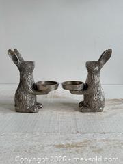 MaxSold Auction: Cast Silver Metal Bunny Rabbit Tealight Candle Holders - Kingston (Ontario, Canada) SELLER MANAGED Downsizing Online Auction - Bishop Street