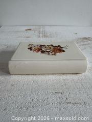 MaxSold Auction: Ceramic Book Shaped Trinket Box with Flower Design Lid  - Signed Lorna 1987 - Kingston (Ontario, Canada) SELLER MANAGED Downsizing Online Auction - Bishop Street