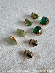 MaxSold Auction: D’Orland Jewelry Earring Lot - Four Pairs, Clip on and Pierced, Gold Tone with Green - Kingston (Ontario, Canada) SELLER MANAGED Downsizing Online Auction - Bishop Street