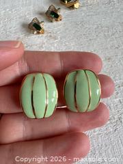 MaxSold Auction: D’Orland Jewelry Earring Lot - Four Pairs, Clip on and Pierced, Gold Tone with Green - Kingston (Ontario, Canada) SELLER MANAGED Downsizing Online Auction - Bishop Street