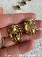MaxSold Auction: D’Orland Jewelry Earring Lot - Four Pairs, Clip on and Pierced, Gold Tone with Green - Kingston (Ontario, Canada) SELLER MANAGED Downsizing Online Auction - Bishop Street