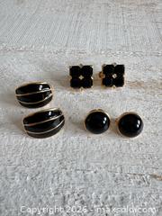 MaxSold Auction: D’Orland Jewelry Earring Lot - Three Pairs, Clip on and Pierced, Gold Tone with Black  - Kingston (Ontario, Canada) SELLER MANAGED Downsizing Online Auction - Bishop Street