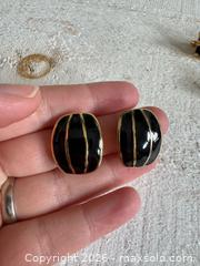 MaxSold Auction: D’Orland Jewelry Earring Lot - Three Pairs, Clip on and Pierced, Gold Tone with Black  - Kingston (Ontario, Canada) SELLER MANAGED Downsizing Online Auction - Bishop Street