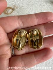 MaxSold Auction: D’Orland Jewelry Earring Lot - Three Pairs, Clip on and Pierced, Gold Tone with Black  - Kingston (Ontario, Canada) SELLER MANAGED Downsizing Online Auction - Bishop Street