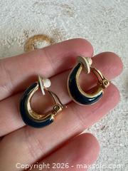 MaxSold Auction: D’Orland Jewelry Earring Lot - Three Pairs, Clip on, Gold Tone with Rhinestones and Blue - Kingston (Ontario, Canada) SELLER MANAGED Downsizing Online Auction - Bishop Street