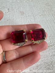 MaxSold Auction: D’Orland Jewelry Earring Lot - Two, Clip and Pierced, Gold Tone with Rhinestones and Pink - Kingston (Ontario, Canada) SELLER MANAGED Downsizing Online Auction - Bishop Street