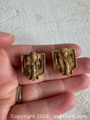 MaxSold Auction: D’Orland Jewelry Earring Lot - Two, Clip and Pierced, Gold Tone with Rhinestones and Pink - Kingston (Ontario, Canada) SELLER MANAGED Downsizing Online Auction - Bishop Street