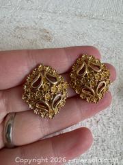 MaxSold Auction: D’Orland Jewelry Earring Lot - Two Pairs, Clip on, Gold Tone Filigree  - Kingston (Ontario, Canada) SELLER MANAGED Downsizing Online Auction - Bishop Street