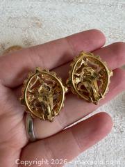 MaxSold Auction: D’Orland Jewelry Earring Lot - Two Pairs, Clip on, Gold Tone Filigree  - Kingston (Ontario, Canada) SELLER MANAGED Downsizing Online Auction - Bishop Street