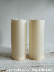 MaxSold Auction: Large Pair of Plastic Faux Pillar Candles - Battery Operated Candles  - Kingston (Ontario, Canada) SELLER MANAGED Downsizing Online Auction - Bishop Street