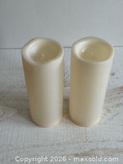 MaxSold Auction: Large Pair of Plastic Faux Pillar Candles - Battery Operated Candles  - Kingston (Ontario, Canada) SELLER MANAGED Downsizing Online Auction - Bishop Street