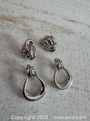 MaxSold Auction: Nina Ricci Jewelry Earring Lot - Two Pairs, Pierced, Silver Tone - Kingston (Ontario, Canada) SELLER MANAGED Downsizing Online Auction - Bishop Street