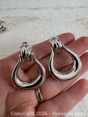 MaxSold Auction: Nina Ricci Jewelry Earring Lot - Two Pairs, Pierced, Silver Tone - Kingston (Ontario, Canada) SELLER MANAGED Downsizing Online Auction - Bishop Street