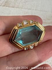 MaxSold Auction: Nina Ricci Jewelry Gold Tone Pin Brooch - Blue - Kingston (Ontario, Canada) SELLER MANAGED Downsizing Online Auction - Bishop Street