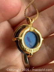 MaxSold Auction: Nina Ricci Jewelry Vintage Gold Tone with Blue Pendant Necklace - Kingston (Ontario, Canada) SELLER MANAGED Downsizing Online Auction - Bishop Street
