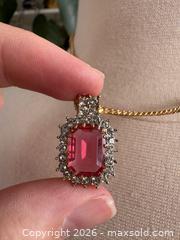 MaxSold Auction: Nina Ricci Jewelry Vintage Gold Tone with Rhinestone and Pink Necklace - Kingston (Ontario, Canada) SELLER MANAGED Downsizing Online Auction - Bishop Street