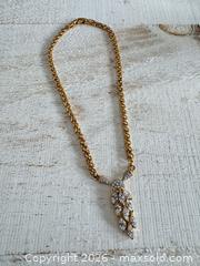 MaxSold Auction: Nina Ricci Jewelry Vintage Gold Tone with Rhinestone Necklace - Kingston (Ontario, Canada) SELLER MANAGED Downsizing Online Auction - Bishop Street