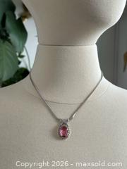 MaxSold Auction: Nina Ricci Jewelry Vintage Silver Tone Rhinestone with Pink Necklace - Kingston (Ontario, Canada) SELLER MANAGED Downsizing Online Auction - Bishop Street