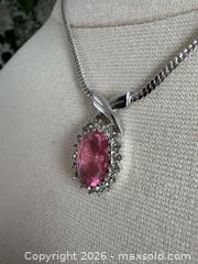 MaxSold Auction: Nina Ricci Jewelry Vintage Silver Tone Rhinestone with Pink Necklace - Kingston (Ontario, Canada) SELLER MANAGED Downsizing Online Auction - Bishop Street