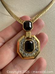 MaxSold Auction: Nina Ricci Vintage Gold Tone Necklace with Black and Clear Rhinestones  - Kingston (Ontario, Canada) SELLER MANAGED Downsizing Online Auction - Bishop Street