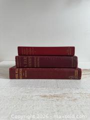 MaxSold Auction: Set of Three Red Vintage Books - Decorative Book Stack  - Kingston (Ontario, Canada) SELLER MANAGED Downsizing Online Auction - Bishop Street