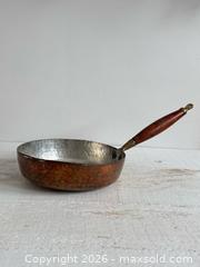 MaxSold Auction: Vintage Copper Sauce Pan with Wood Handle - Hammered Copper Pot  - Kingston (Ontario, Canada) SELLER MANAGED Downsizing Online Auction - Bishop Street