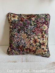 MaxSold Auction: Vintage Decorative Embordered Pillows with Colourful Florals - Set of Three Throw Pillows with Flower Fronts and Zippered Backs - Kingston (Ontario, Canada) SELLER MANAGED Downsizing Online Auction - Bishop Street