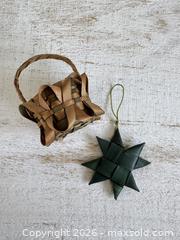 MaxSold Auction: Vintage First Nations Miniature Basket and Woven Star Ornament - Indigenous Weaved Basket - Kingston (Ontario, Canada) SELLER MANAGED Downsizing Online Auction - Bishop Street