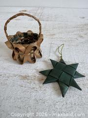 MaxSold Auction: Vintage First Nations Miniature Basket and Woven Star Ornament - Indigenous Weaved Basket - Kingston (Ontario, Canada) SELLER MANAGED Downsizing Online Auction - Bishop Street