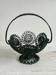 MaxSold Auction: Vintage Green Iron Fruit Basket with Handle - Spanish Style Metal Fruit Bowl - Kingston (Ontario, Canada) SELLER MANAGED Downsizing Online Auction - Bishop Street