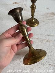 MaxSold Auction: Vintage Pair of Brass Candlestick Holders with Detailed Posts - Kingston (Ontario, Canada) SELLER MANAGED Downsizing Online Auction - Bishop Street