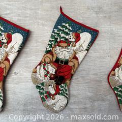 MaxSold Auction: Vintage Santa Claus with Polar Bear Vintage Printed Fabric Sock Stockings - Kingston (Ontario, Canada) SELLER MANAGED Downsizing Online Auction - Bishop Street