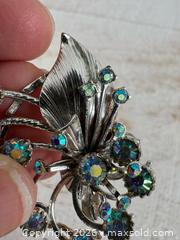 MaxSold Auction: Vintage Silver Tone Scatter Pin Brooch with Blue Rhinestones - Kingston (Ontario, Canada) SELLER MANAGED Downsizing Online Auction - Bishop Street
