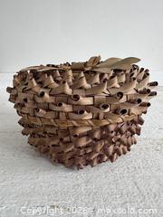 MaxSold Auction: Vintage Strawberry Curled Woven Basket with Lid - Small Storage Basket with Woven Detail - Kingston (Ontario, Canada) SELLER MANAGED Downsizing Online Auction - Bishop Street