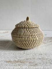 MaxSold Auction: Vintage Tight Woven Basket with Lid - Small Storage Basket - Kingston (Ontario, Canada) SELLER MANAGED Downsizing Online Auction - Bishop Street