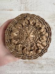 MaxSold Auction: Vintage Tight Woven Basket with Lid - Small Storage Basket with Woven Detail - Kingston (Ontario, Canada) SELLER MANAGED Downsizing Online Auction - Bishop Street