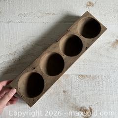 MaxSold Auction: Vintage Wood Dish with Four Circle Sections - Worn Dapple Block with Circle Carved Bowls - Kingston (Ontario, Canada) SELLER MANAGED Downsizing Online Auction - Bishop Street