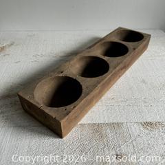 MaxSold Auction: Vintage Wood Dish with Four Circle Sections - Worn Dapple Block with Circle Carved Bowls - Kingston (Ontario, Canada) SELLER MANAGED Downsizing Online Auction - Bishop Street