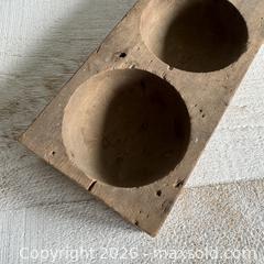 MaxSold Auction: Vintage Wood Dish with Four Circle Sections - Worn Dapple Block with Circle Carved Bowls - Kingston (Ontario, Canada) SELLER MANAGED Downsizing Online Auction - Bishop Street