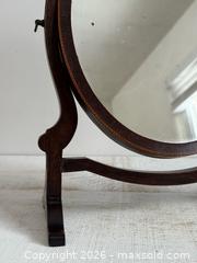 MaxSold Auction: Vintage Wood Framed Vanity Mirror with Oval Design and Tilt Mirror - Vintage Wooden Tabletop Mirror - Kingston (Ontario, Canada) SELLER MANAGED Downsizing Online Auction - Bishop Street